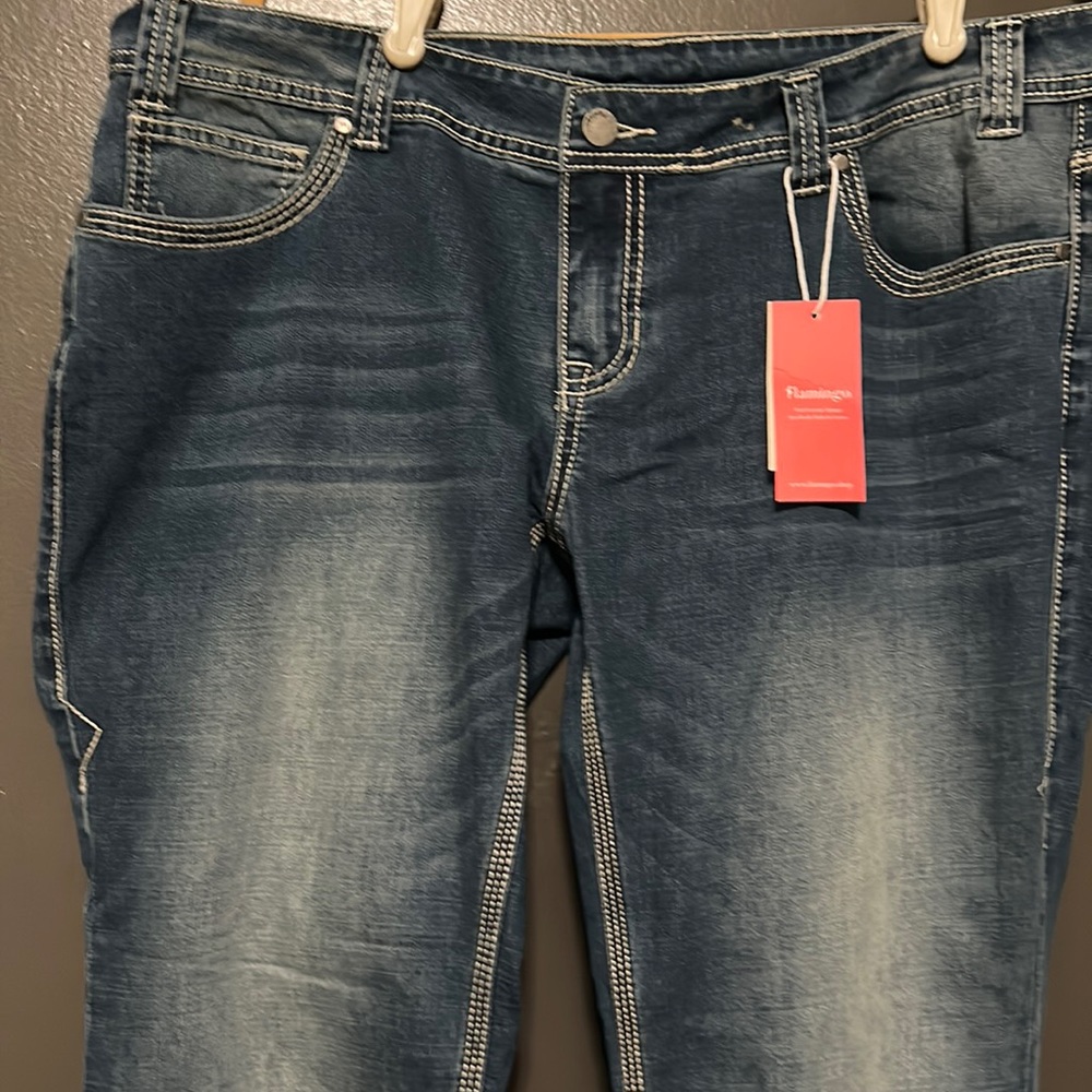 Brand new flamingo blue jeans